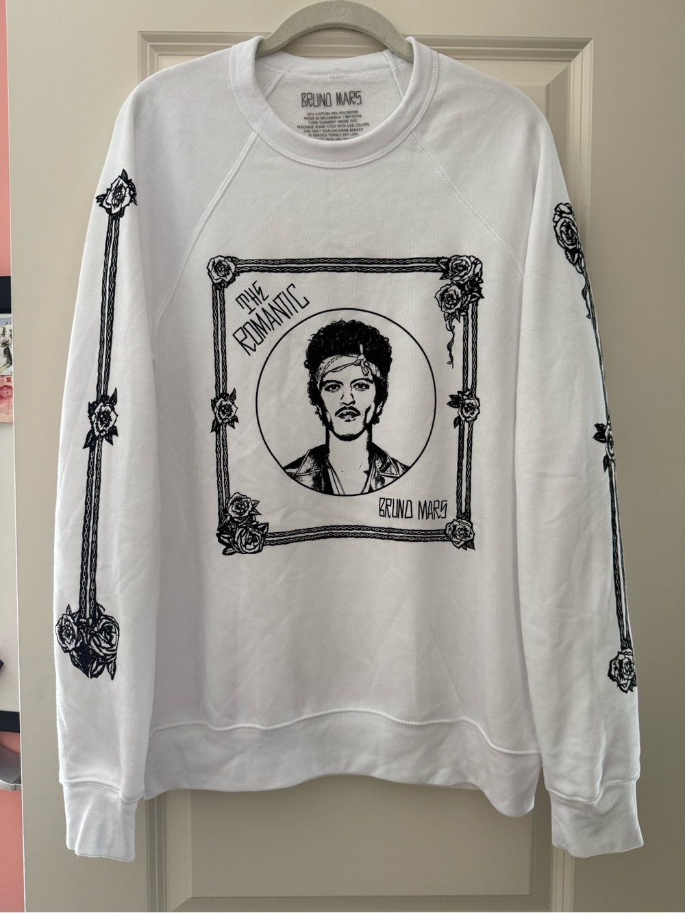Bruno Mars White Graphic Crewneck Sweatshirt